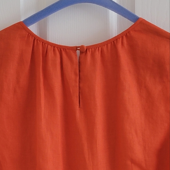 J. Crew Linen Cap Sleeve Dress in Orange/Red, Size 0 - Picture 8 of 16